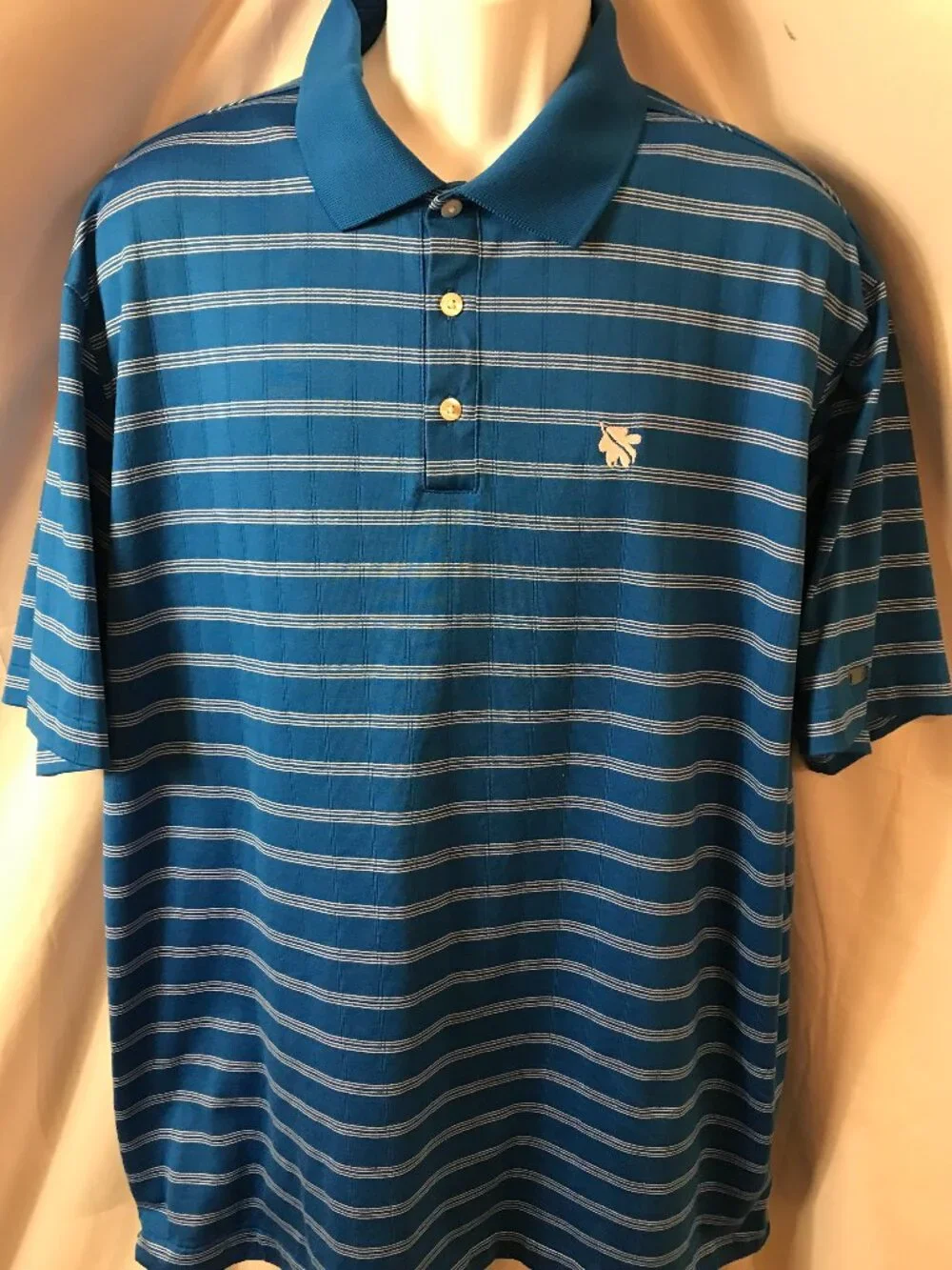Nike Tiger Woods Collection Blue/White Banded Athletic Sport Cut Polo Shirt